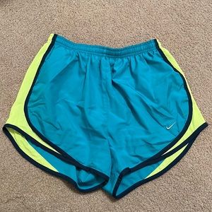Nike Teal and Yellow Medium Dry Fir Athletic Shorts